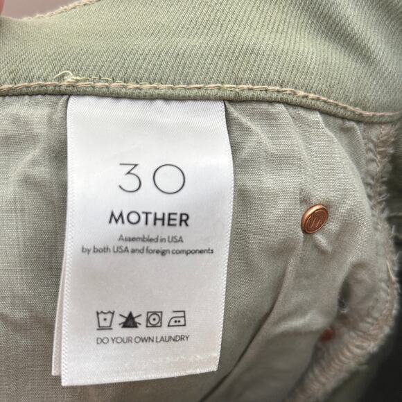 MOTHER High Waisted Smokin Double Ankle Jean Second Chance Oil Green Sz 30 {J38} - Picture 6 of 8